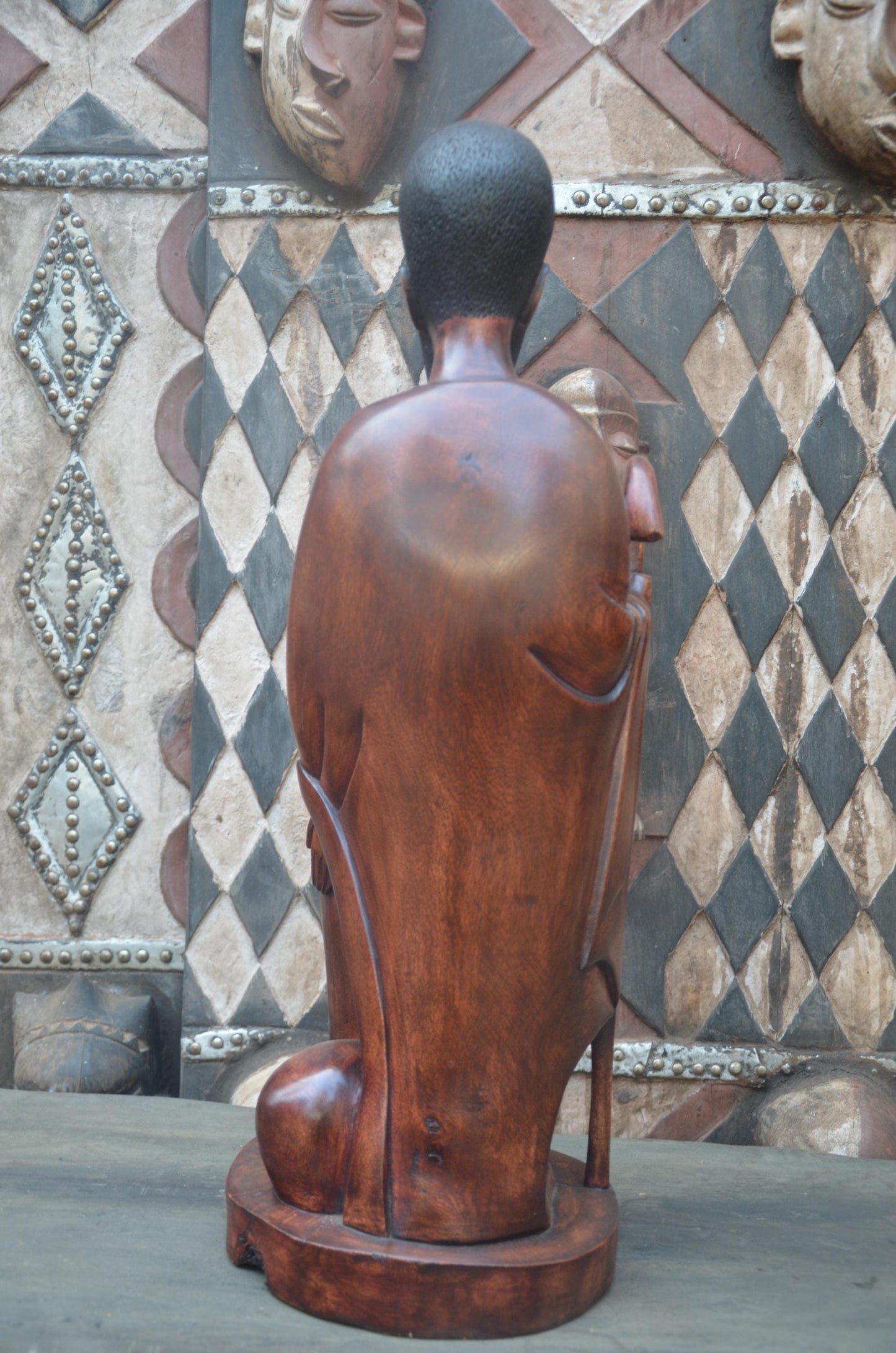 Hand-Carved African Holy Family Sculpture | Wooden Nativity Art