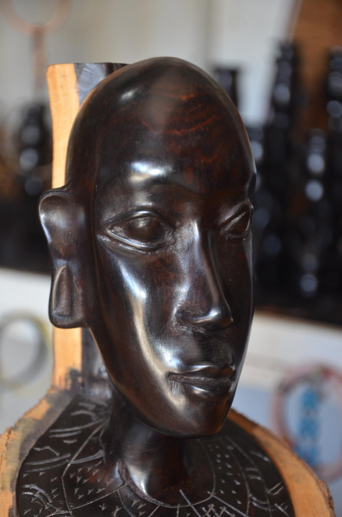 Hand-Carved Ebony Wood Maasai Couple Statue | African Tribal Art Sculpture