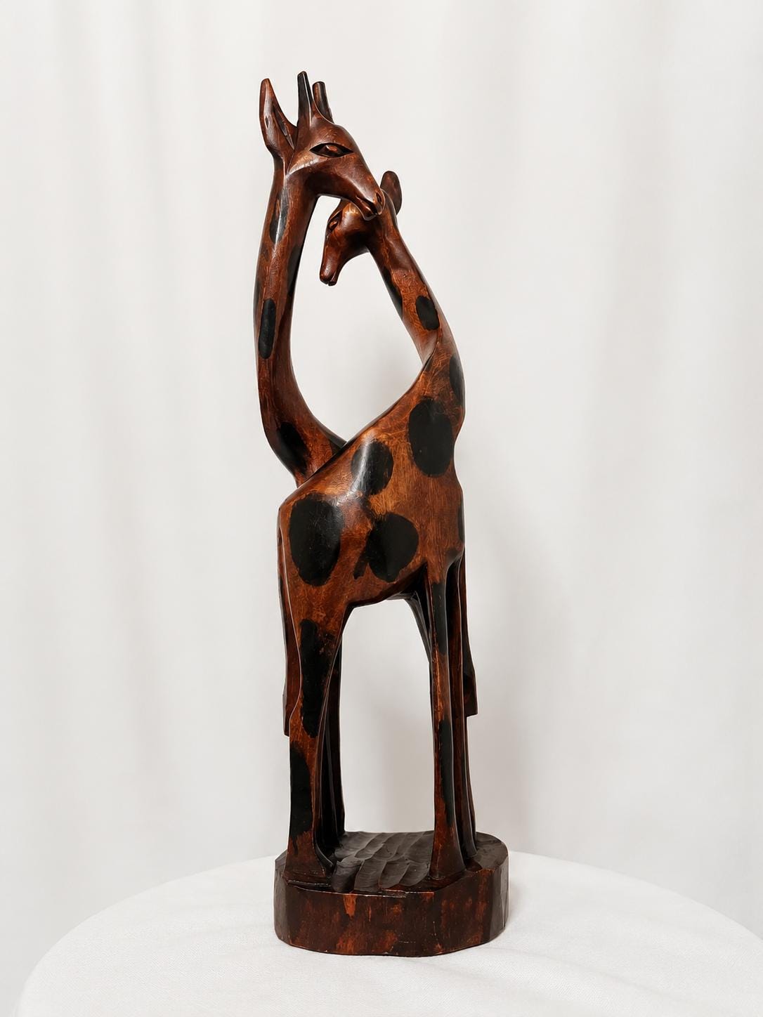 Hand Carved Wooden Giraffe Sculpture Interlocking African Animal Statue Moody Gothic Home Decor Autumn Anniversary Gift Large Wood Art