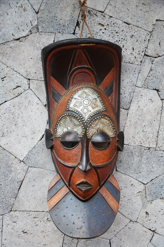 Biombo-Inspired African Mask | Geometric Tribal Wall Art