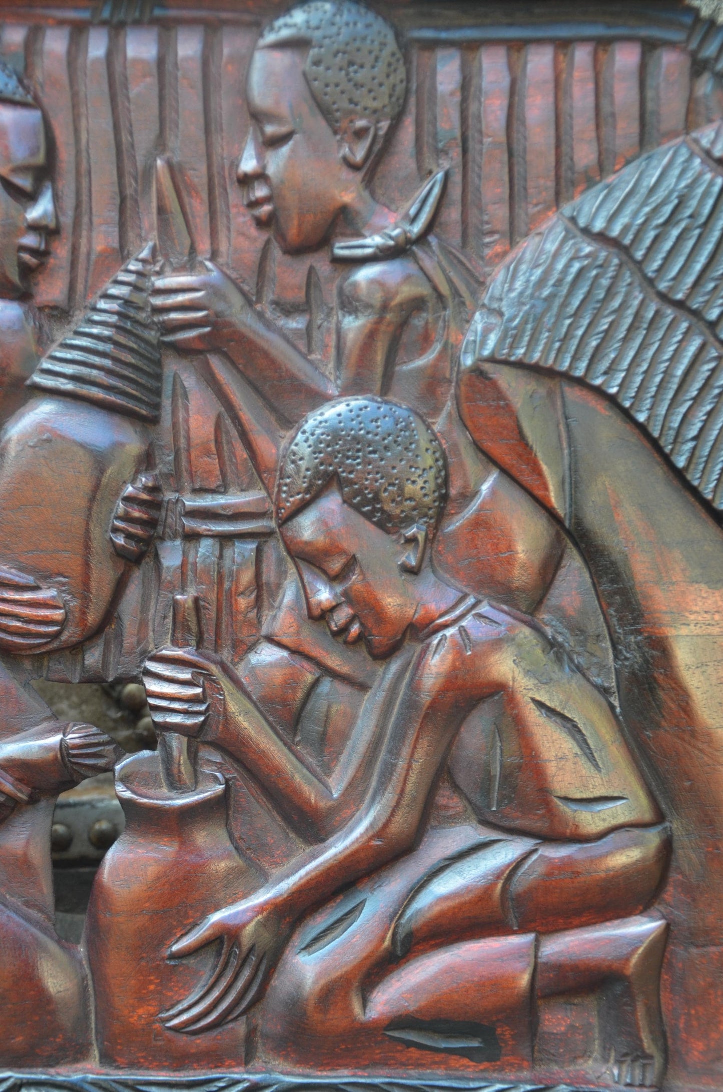 African Community Celebration Wall Plaque | Large Hand-Carved Wooden Relief Art | Village Gathering Wall Decor | Ethnic Sculptural Panel