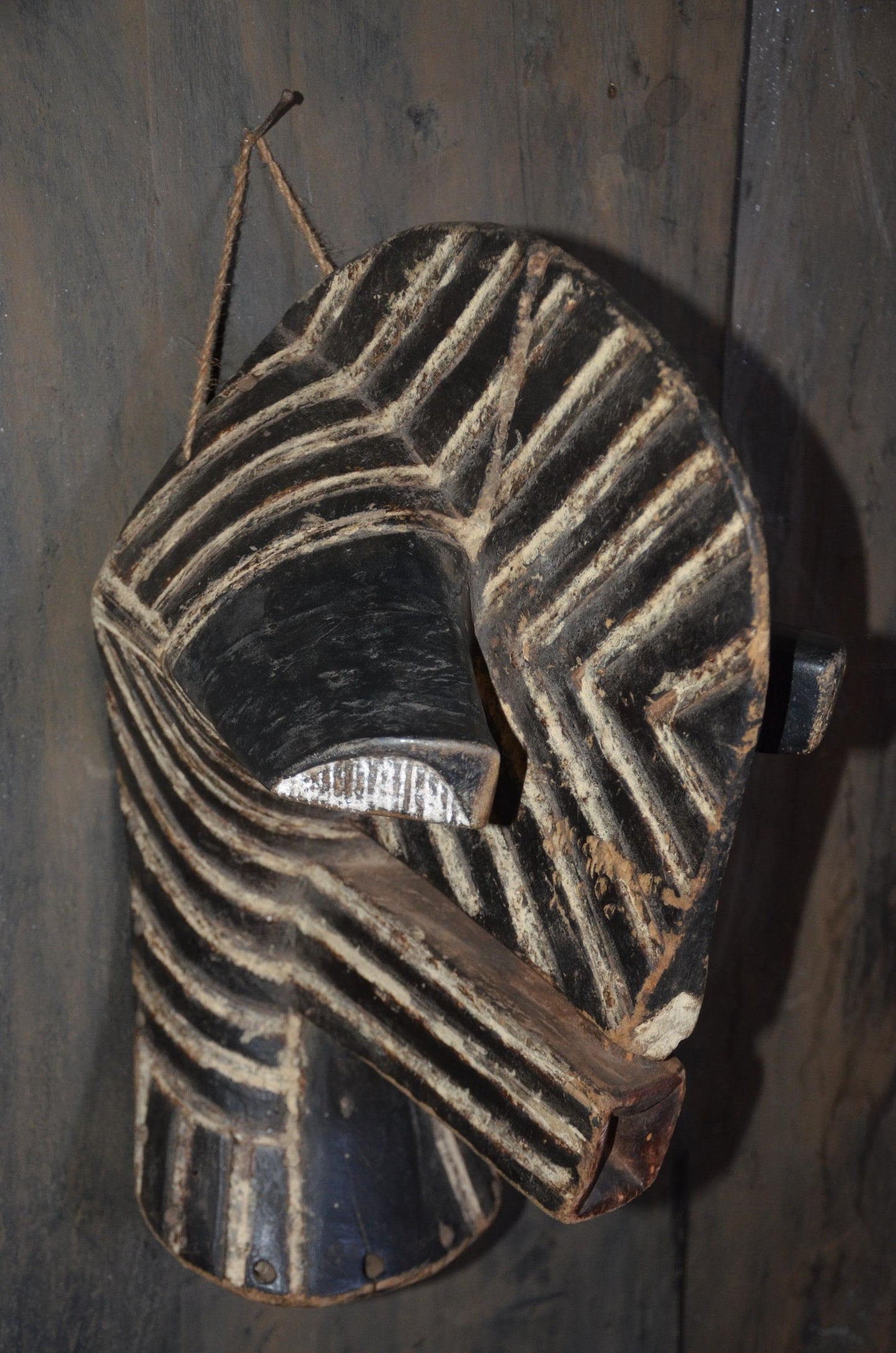 Male Songye Kifwebe Mask – 19" Large Congo Tribal Wall Art – Wooden Decor