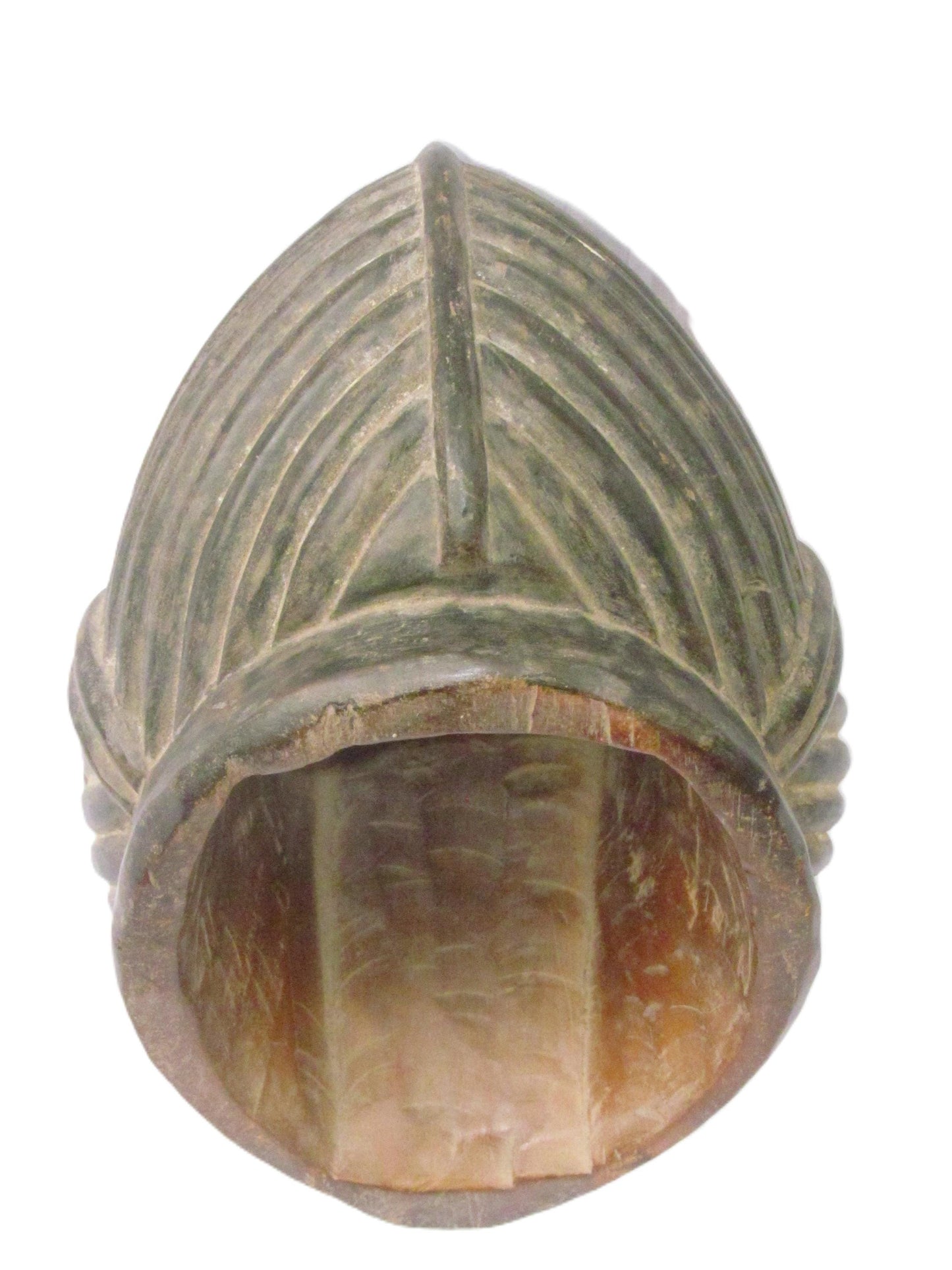 Masque facial blanc africain Bapunu du Gabon, art tribal, masque sculpté à la main.