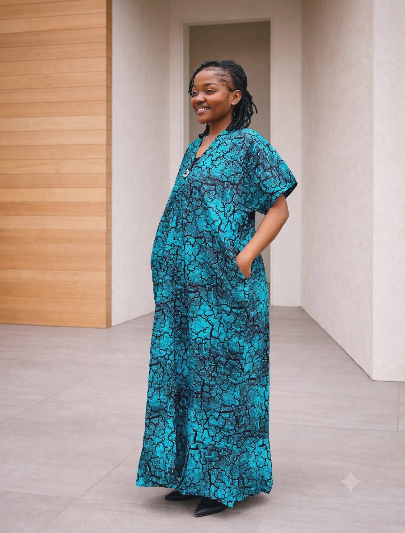 Adire Silk Bubu Dress | Free Size Tie Dye Caftan, Maxi Dress