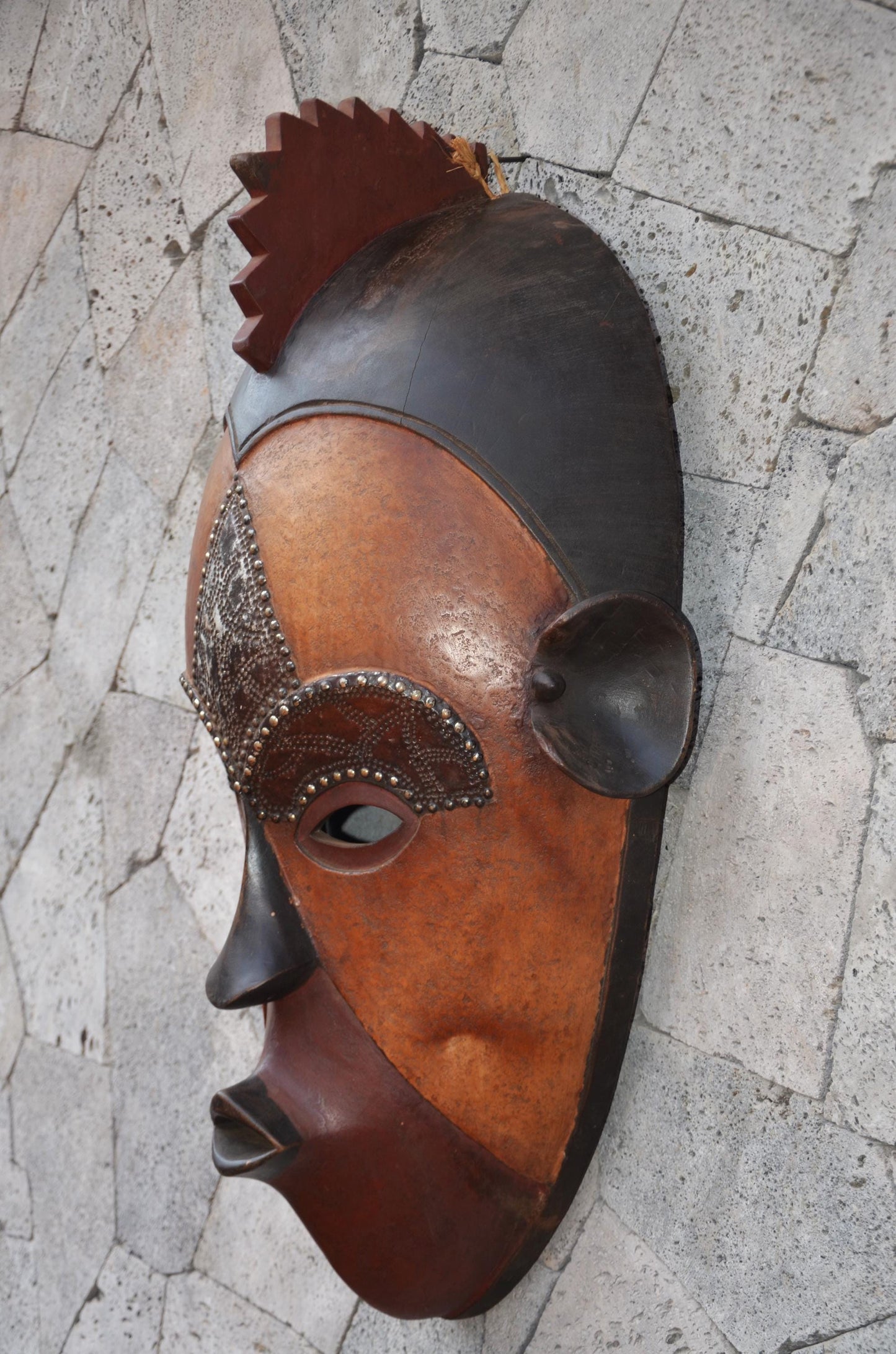 Authentic Yaure-Style Mask | Elegant Ivorian Tribal Wall Art