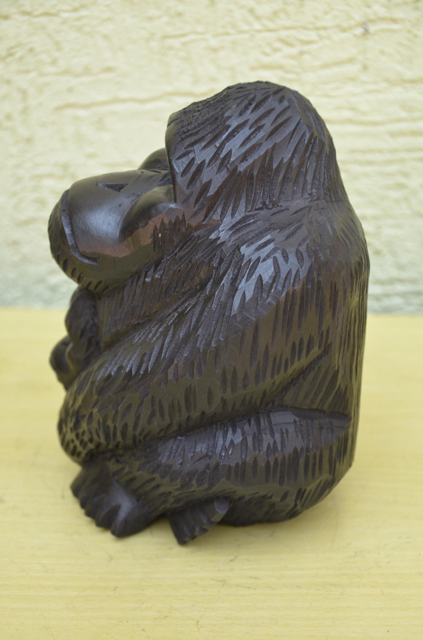 Hand Carved Wooden Mother and Baby Gorilla | Wildlife Art