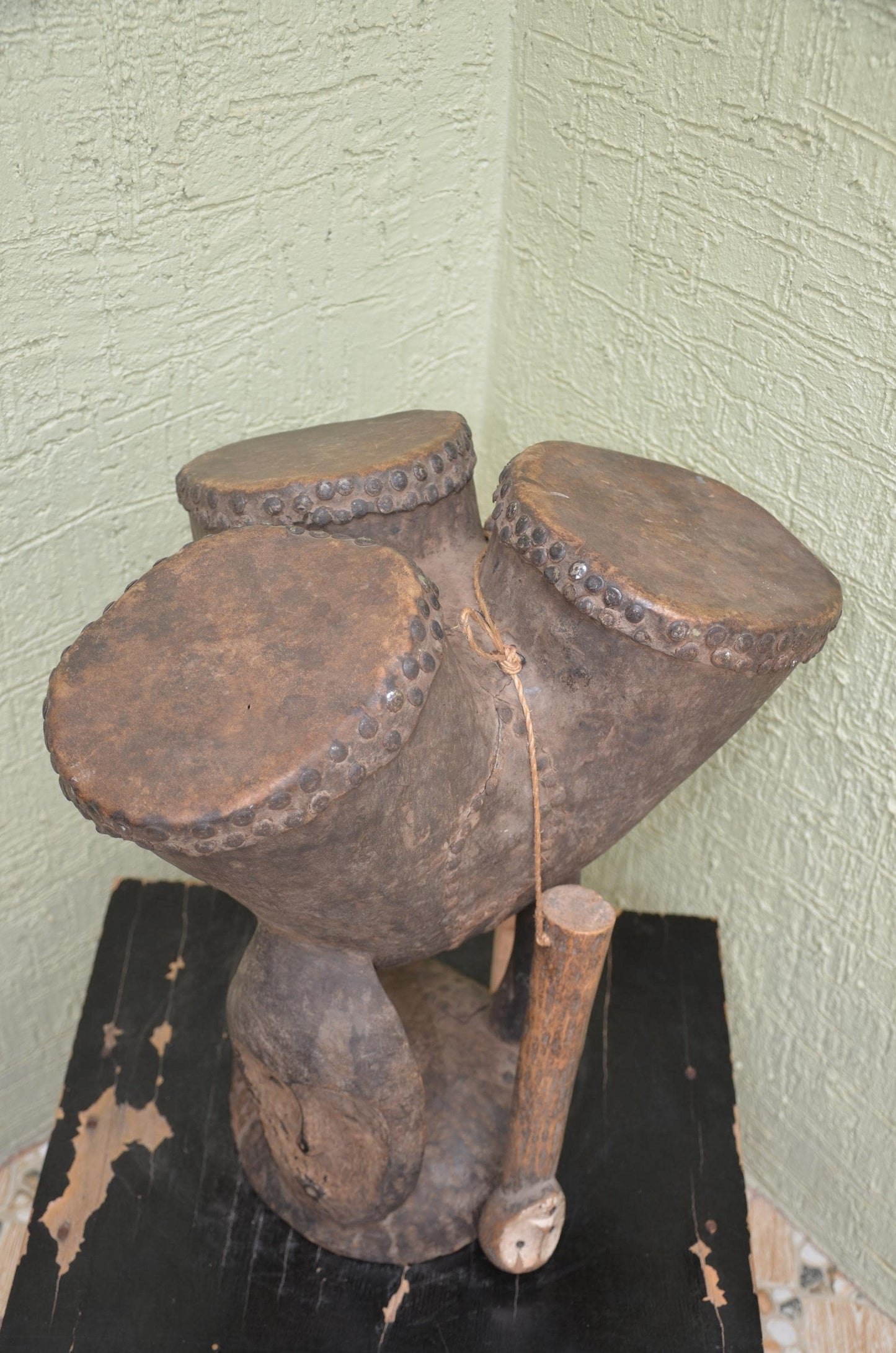Authentic Pende/Kuba Traditional Double Drum | Congolese Art