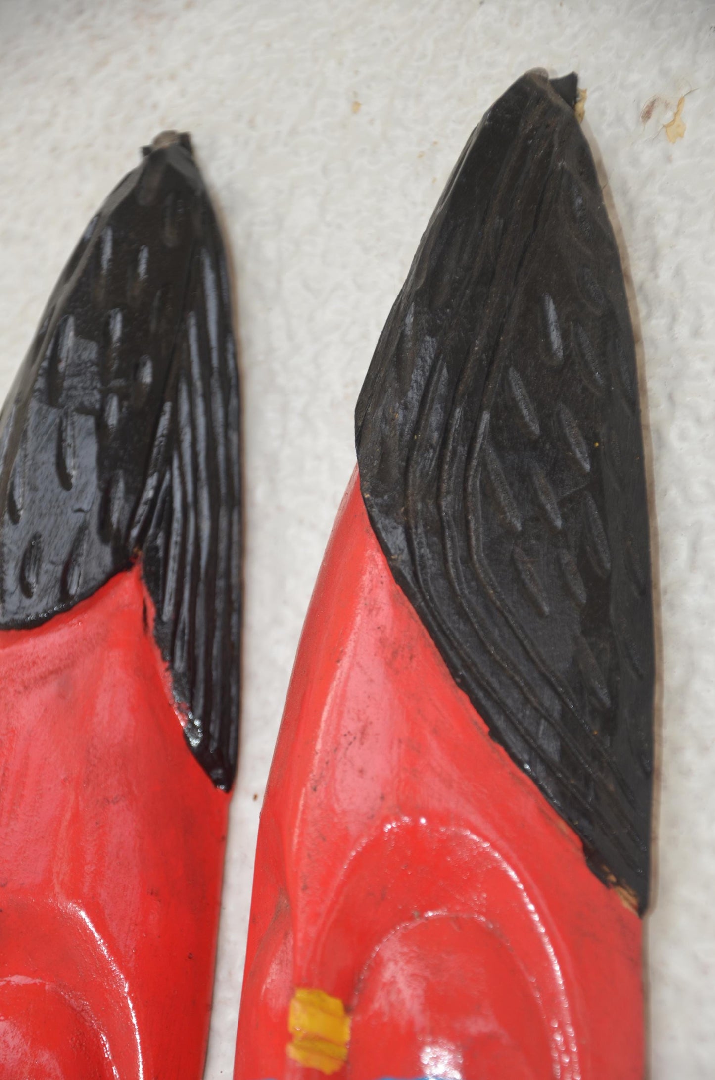 Hand-Carved Nyiginya Kingdom Crimson Red Wooden Facemask Couple | African Tribal Wall Art Decor
