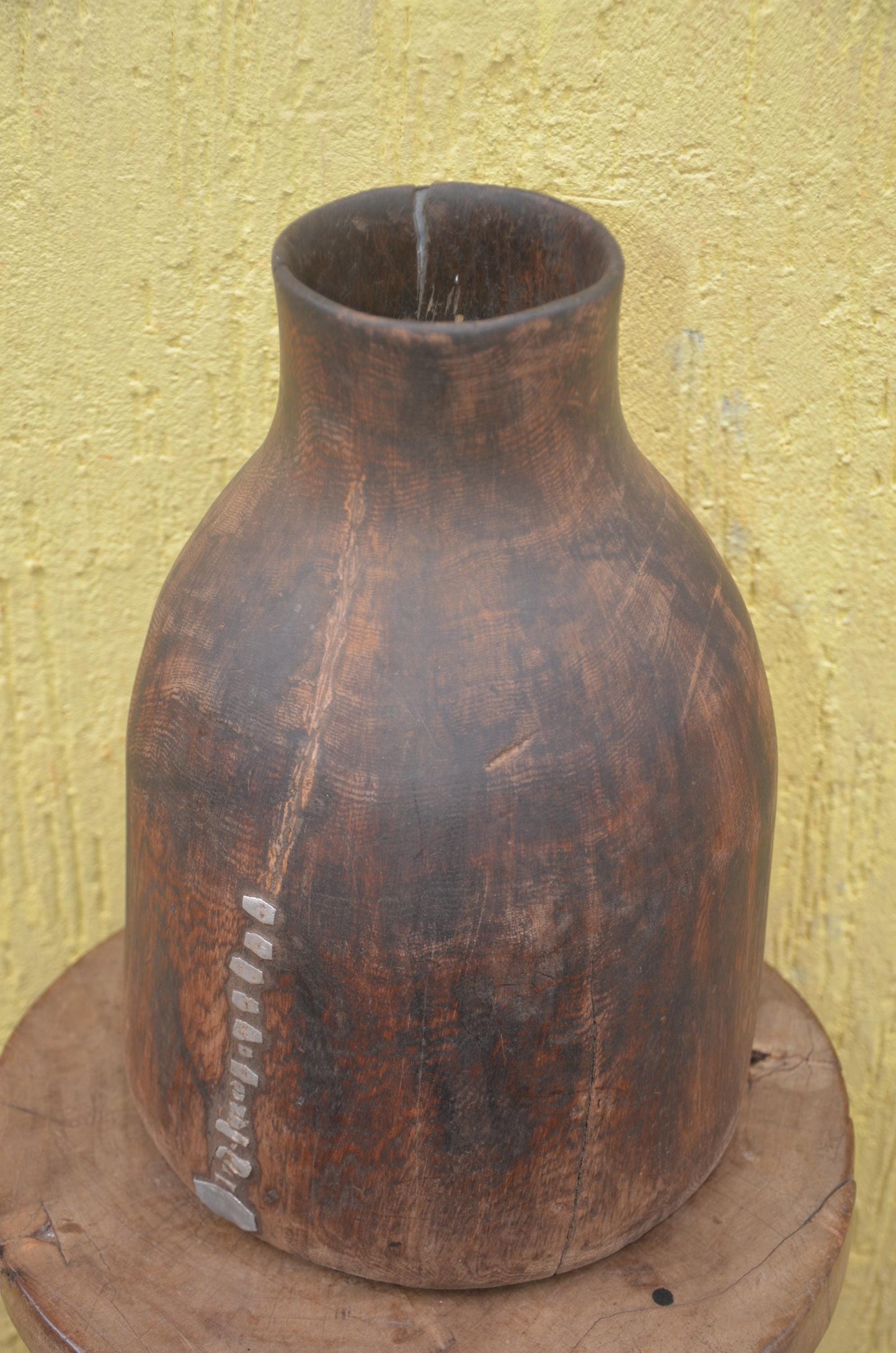 Authentic Rwandan Milk Vessel | Dark Brown Icyansi | Traditional Wood Art