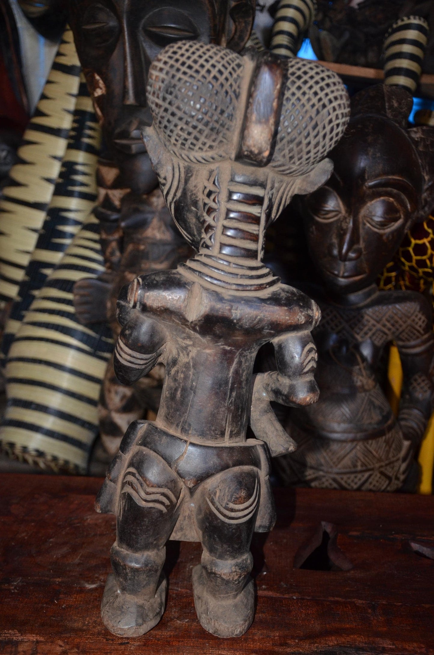 Authentic Lulua Maternity Figure | Bena Lulua Sculpture | African Tribal Art