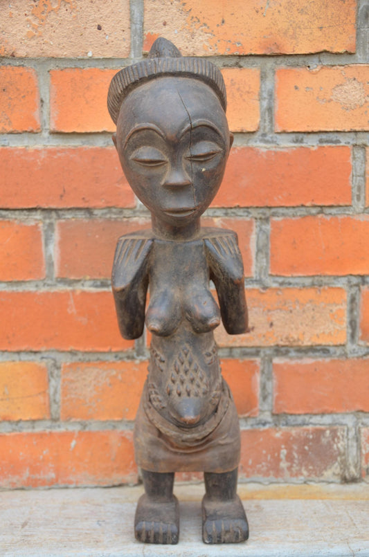 Authentic Lulua Female Ancestor Figure | Congolese Tribal Art