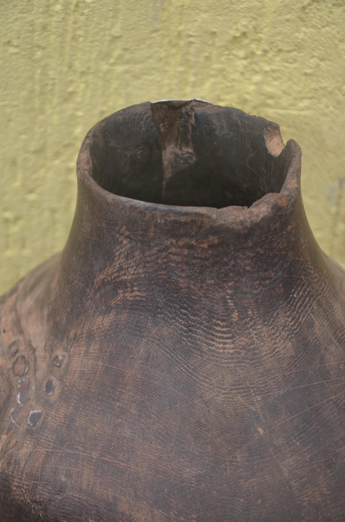 Rwandan Wooden Milk Vessel | Handcrafted Icyansi Cultural Artifact | Traditional African Dairy Pot | Ethnic Sculptural Decor
