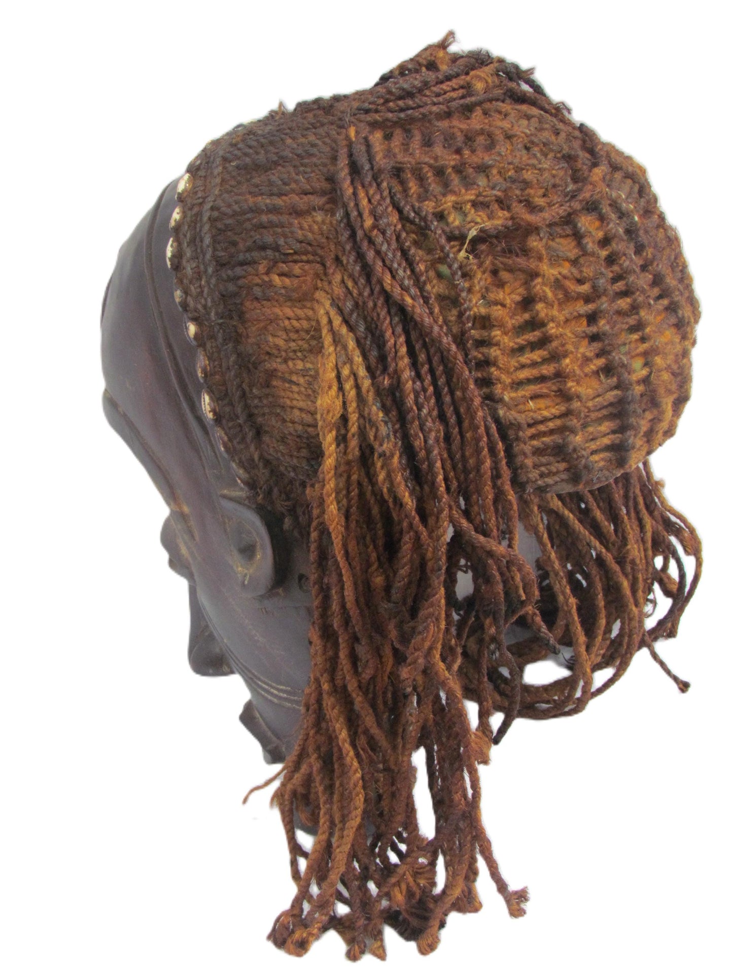 Original Hand carved Chokwe Mask Mwana Pwo with Long Brown Hair.
