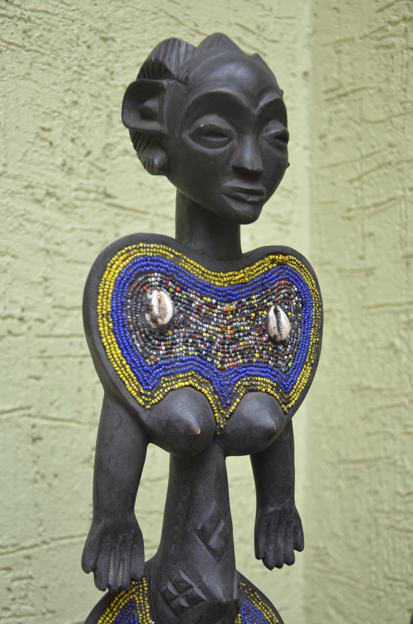 Namji Fertility Dolls â€“ 21" Hand-Carved Wood Cameroon Beaded Couple â€“ Art.