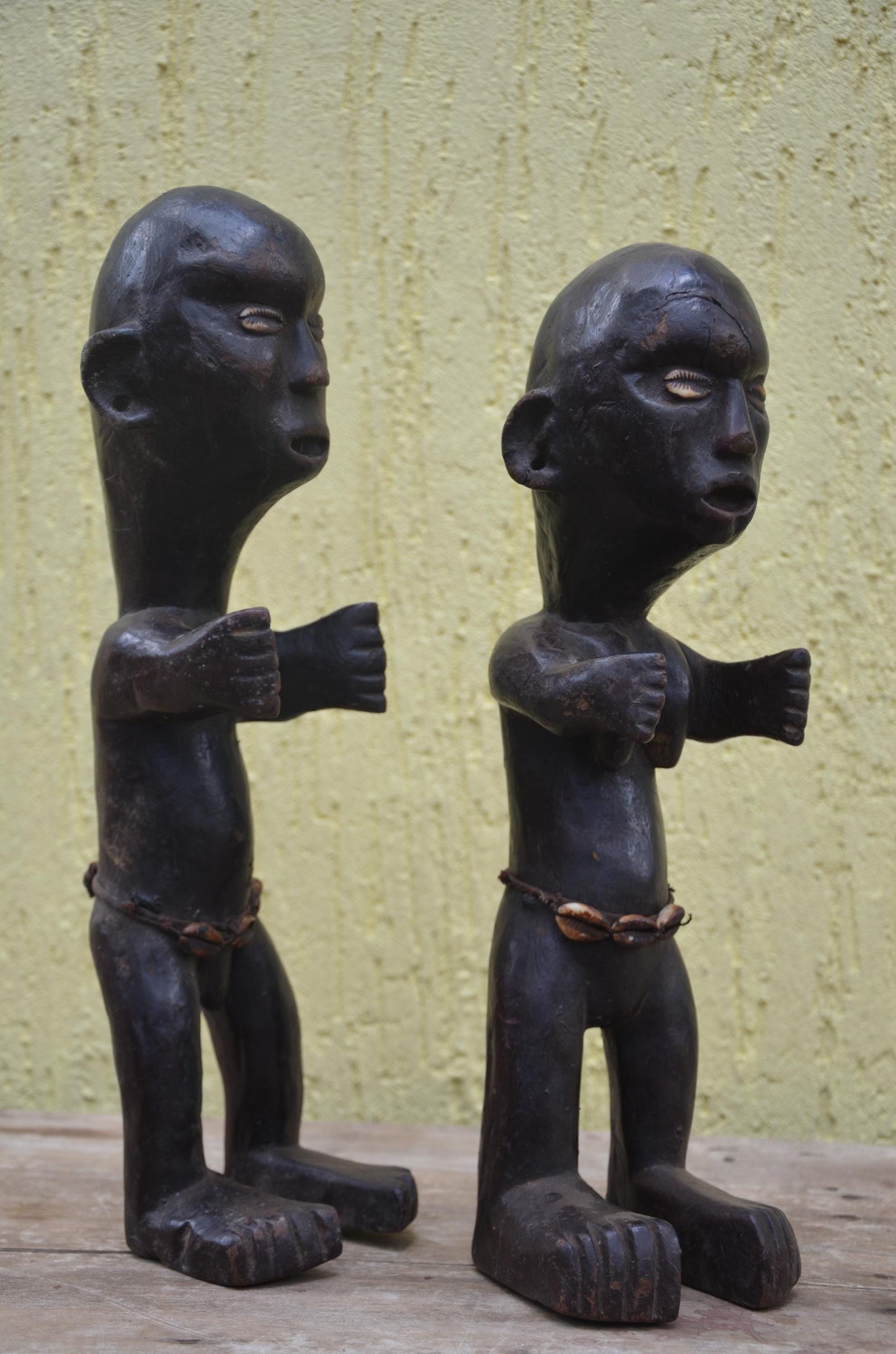 Azande Couple Statues – 18" Zande Hand-Carved Wood Congo Figures – Tribal Art.
