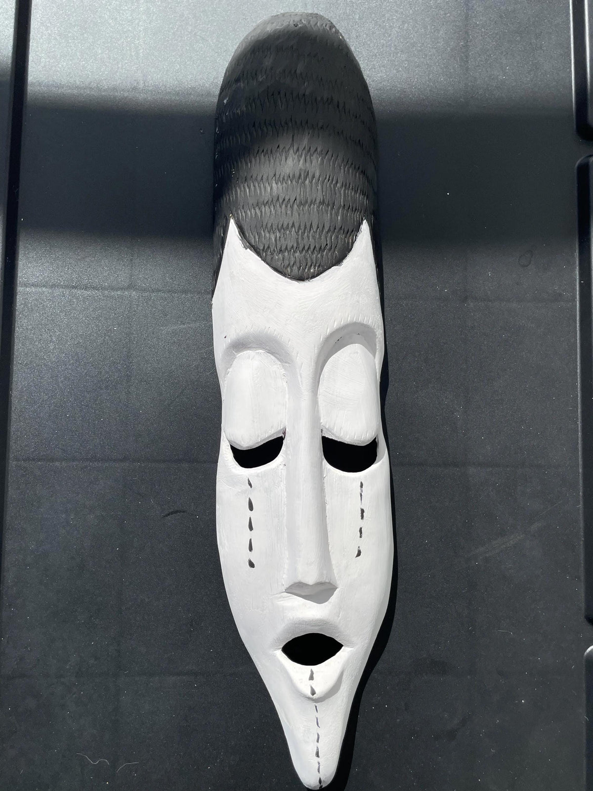 Rwandan Basinga Mask Pair â€“ Hand-Carved King and Queen African Wood Wall Art, Black & White Decor