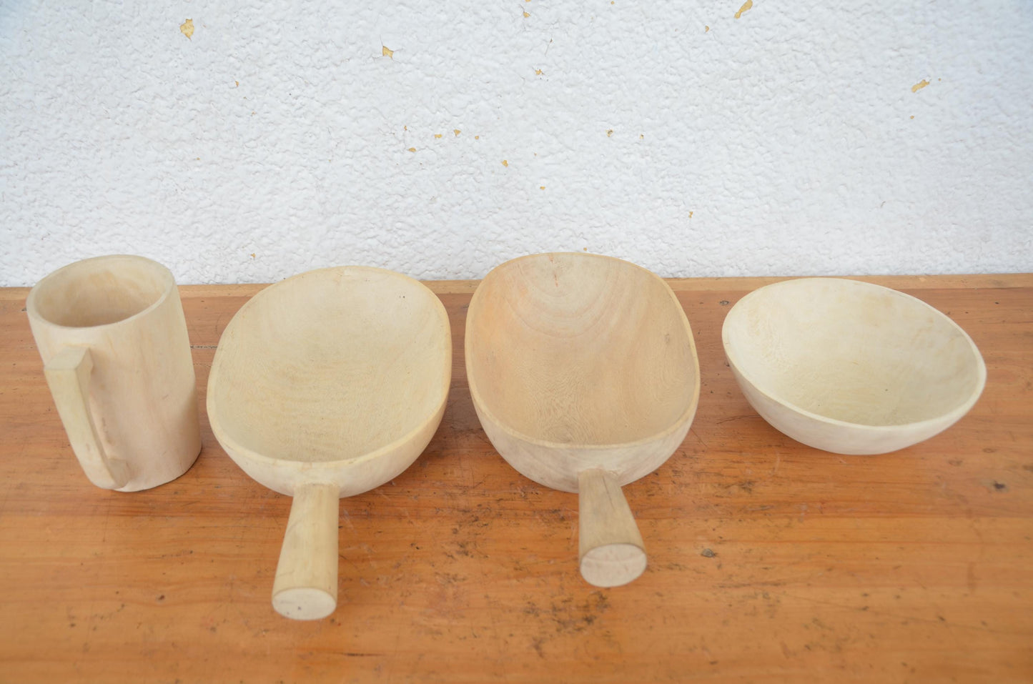 Hand-Carved Wooden Dish and Utensil Set | Artisan African Kitchen Decor