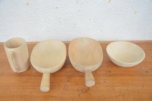 Hand-Carved Wooden Dish and Utensil Set | Artisan African Kitchen Decor