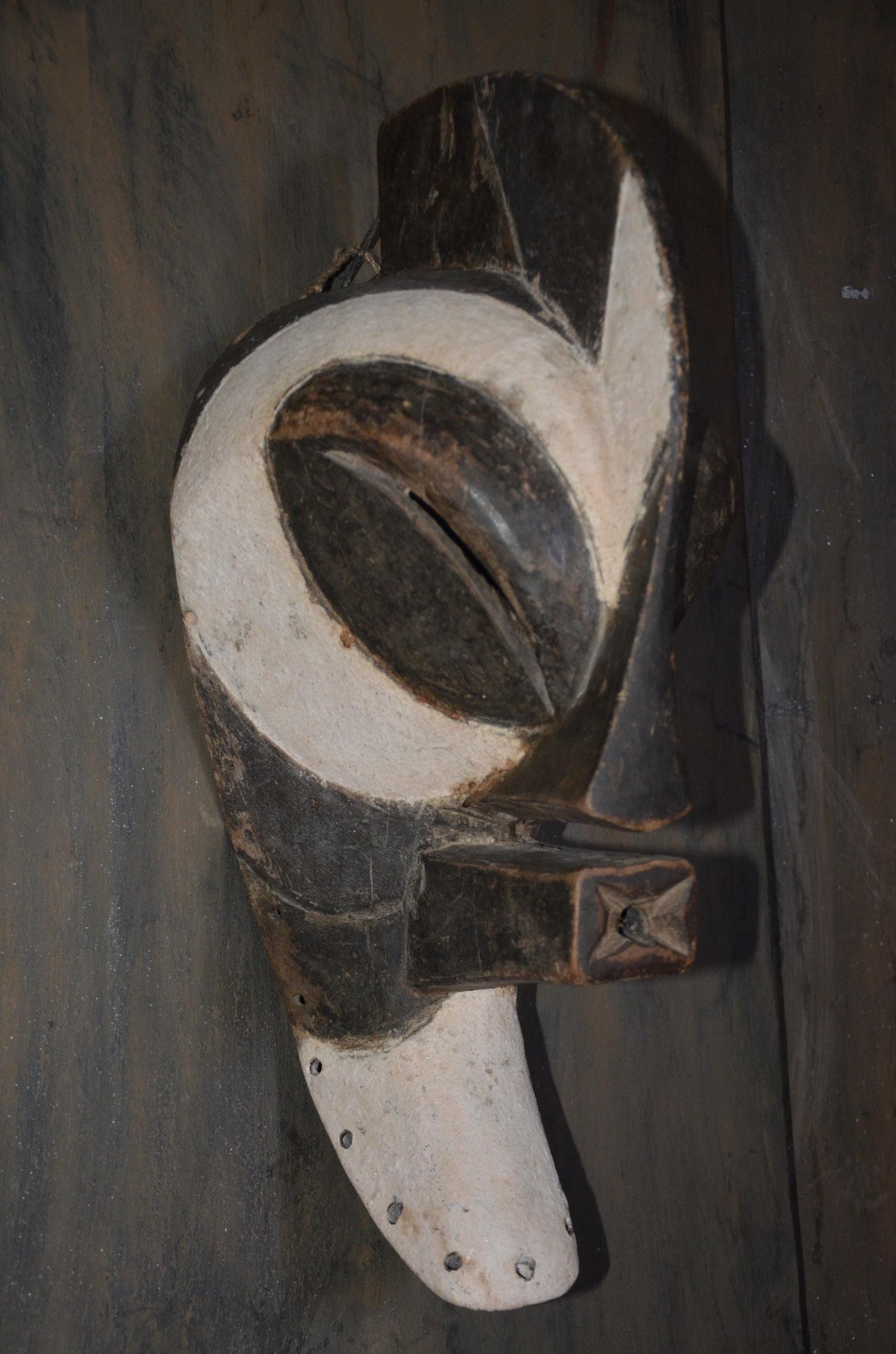 Hand Carved Songye Kifwebe Mask – Traditional African Wood Sculpture, Striking Tribal Art Decor Accent (Stand Not Included)