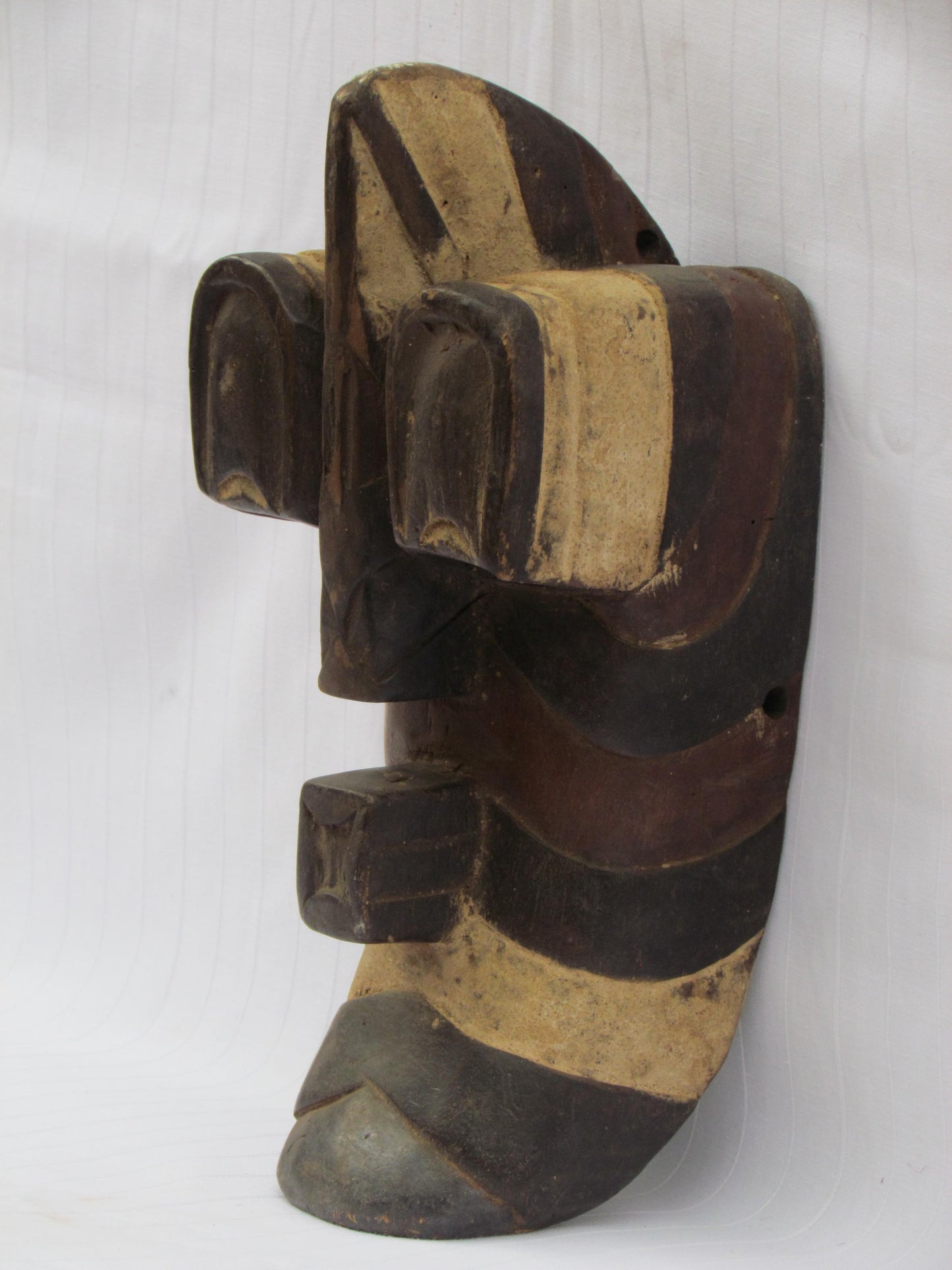 Songye Mask | Authentic Congolese Tribal Art | Hand-Carved Wood Ritual Wall Sculpture