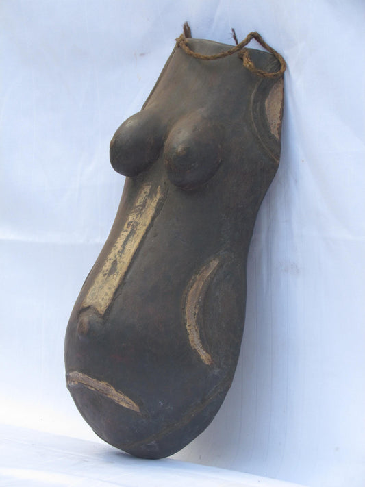 Tabwa Maternity Mask | Authentic Congolese Belly Sculpture | Rare Tribal Fertility Art