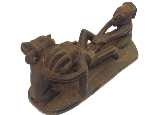 Rare Luba Birth Scene Sculpture – Vintage Congo Maternity Statue – Midwife Art