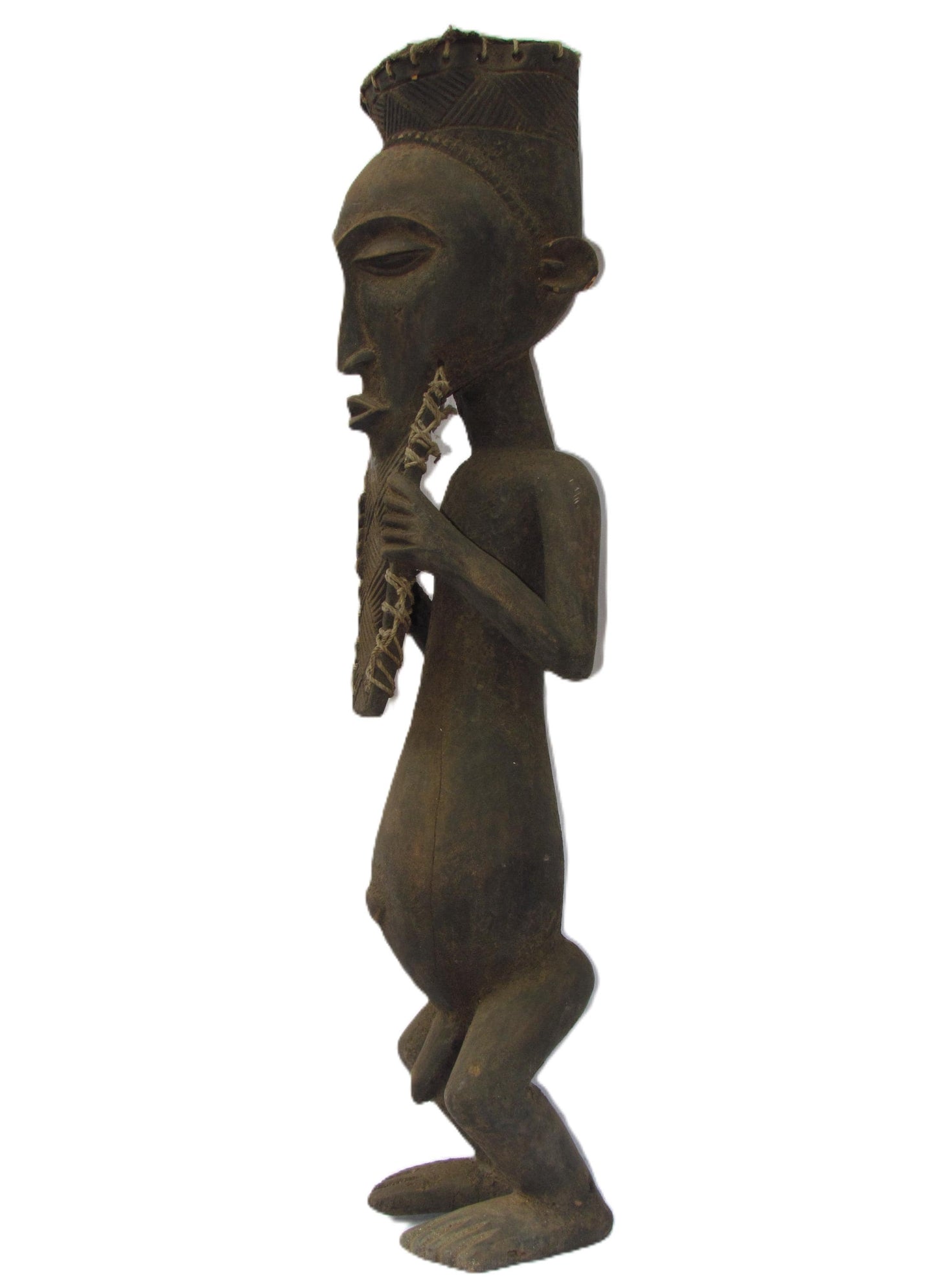 Kusu Wise Man Statue – 29" Hand-Carved Wood – Congo Tribal Ancestor Figure