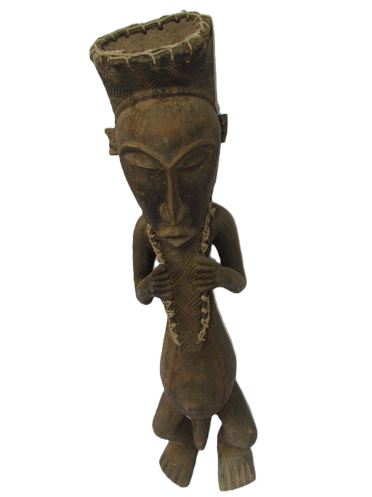 Kusu Wise Man Statue – 29" Hand-Carved Wood – Congo Tribal Ancestor Figure