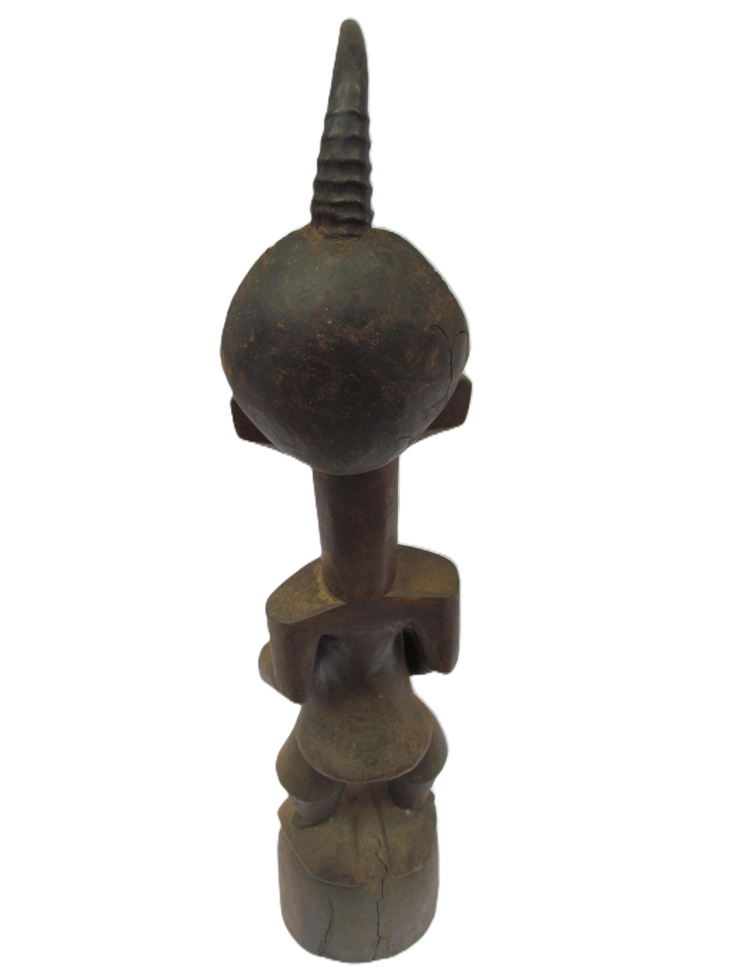 Large Songye Kifwebe Statue – 32" Striated Wood Sculpture – Congo Ancestor Art