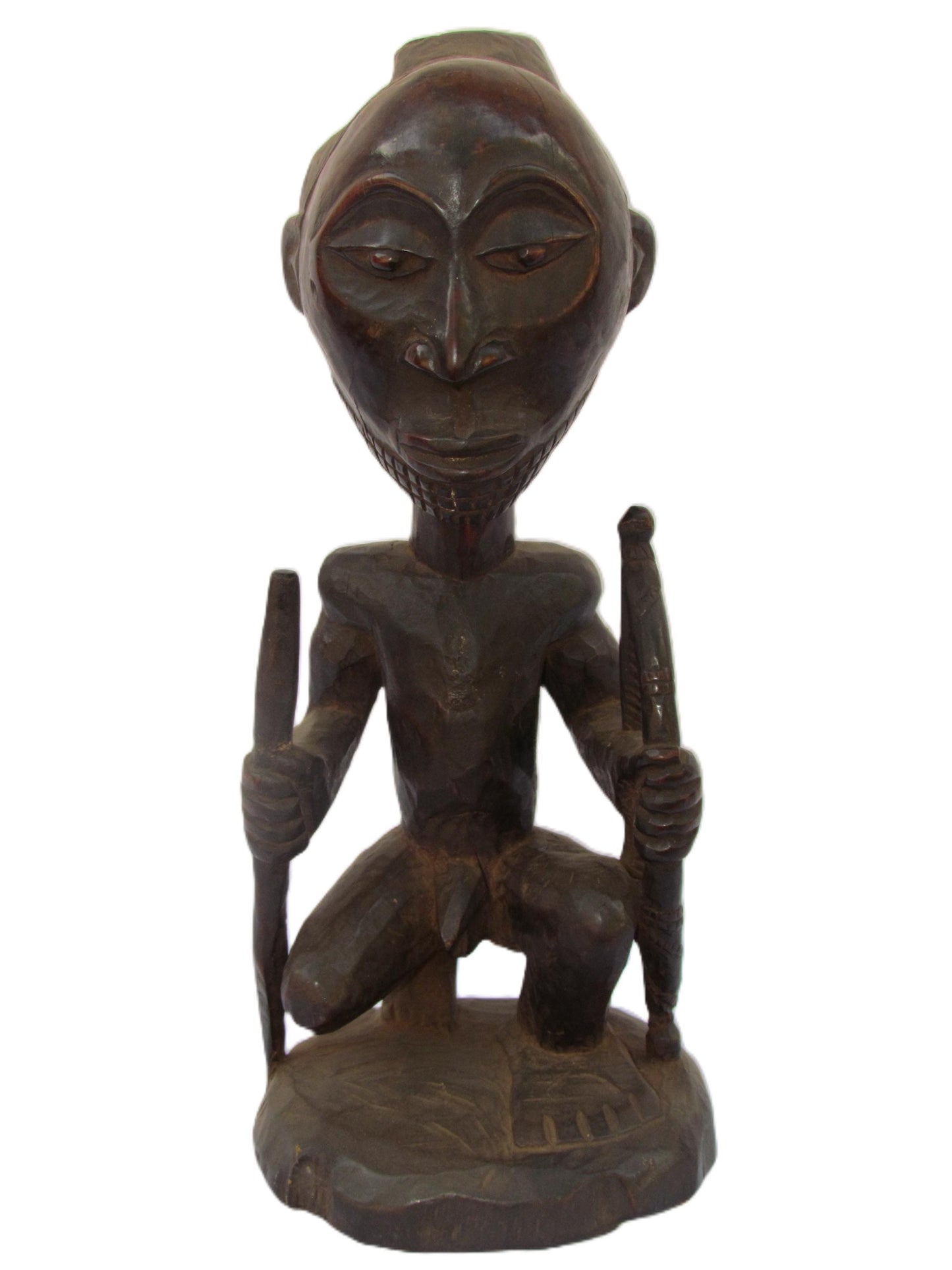 Luba Security Statue | Hand-Carved Wood Guardian Pair | Congo Protective Ritual Art