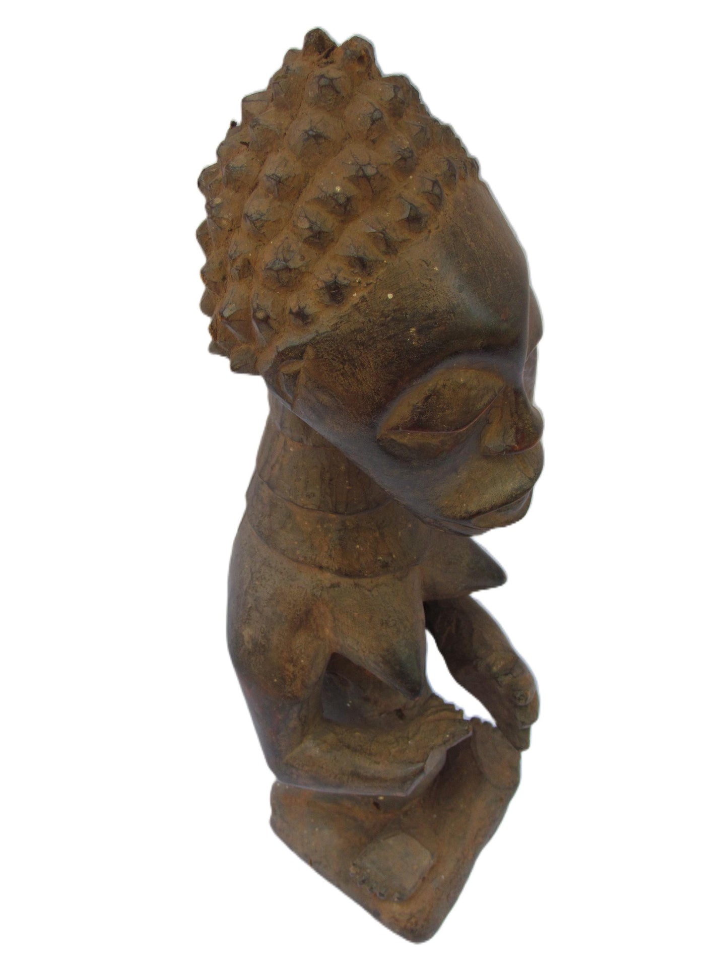 Luba Sitting Figure | Hand-Carved Wood Female Statue | Congo Ancestral Grace Art