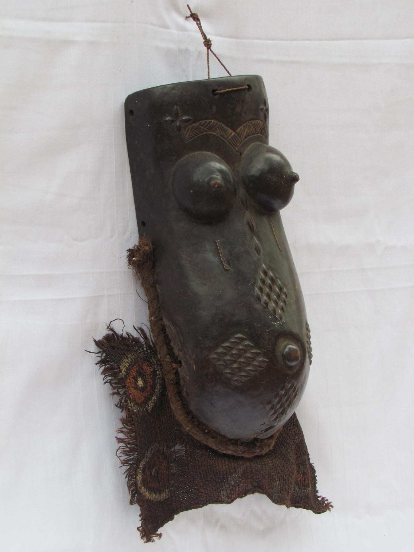 Vintage Luba Mask – Hand-Carved Wood Wall Hanging – African Congo Tribal Art