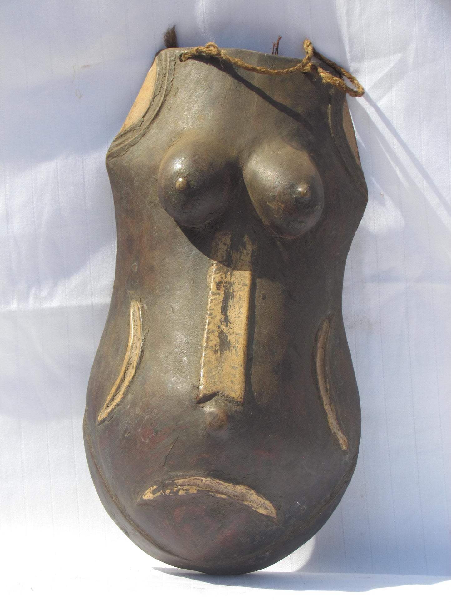 Tabwa Maternity Mask | Authentic Congolese Belly Sculpture | Rare Tribal Fertility Art