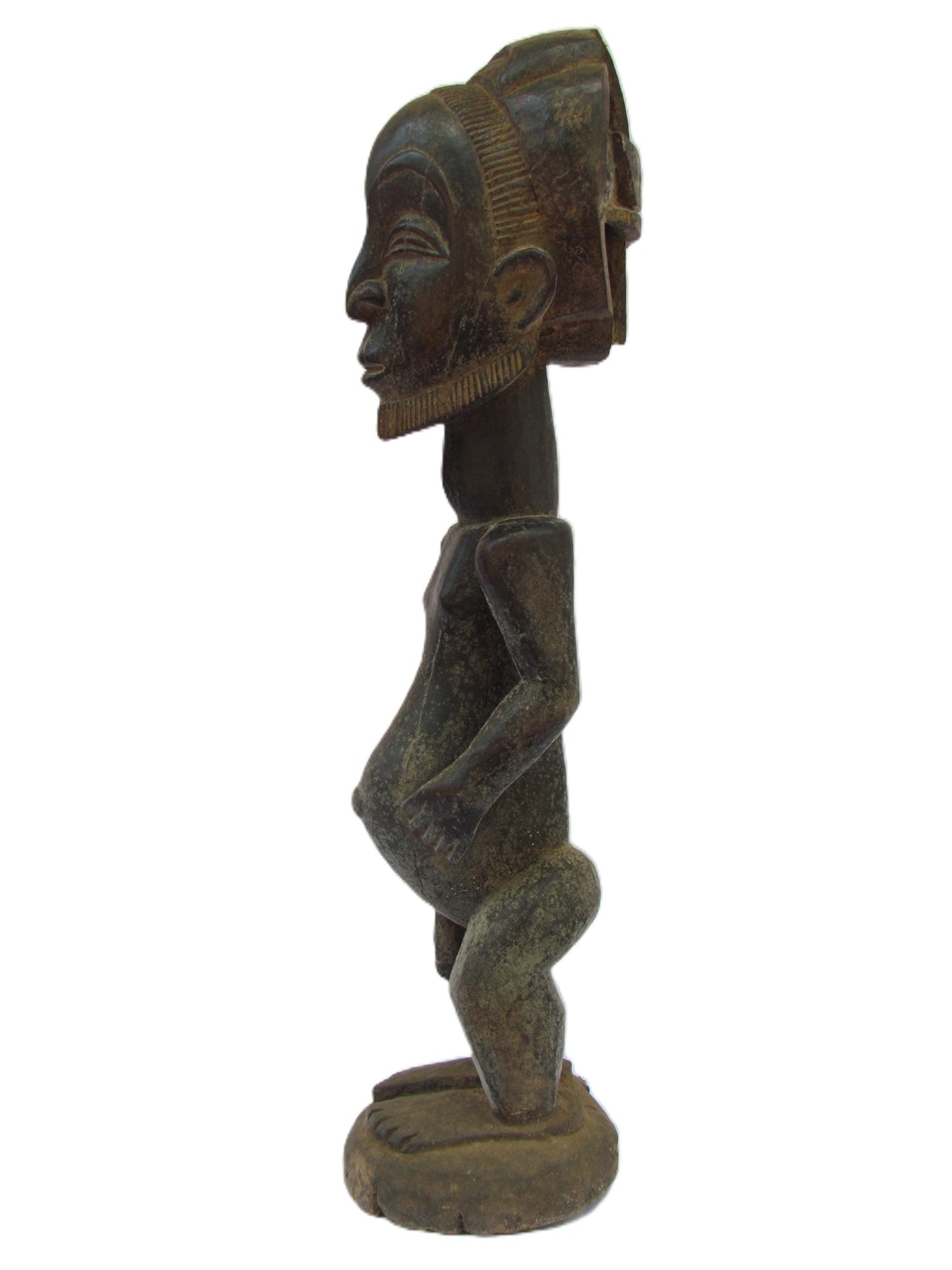 Luba Hemba Statue – 24" Hand-Carved Wood – Congo Ancestor Prestige Art