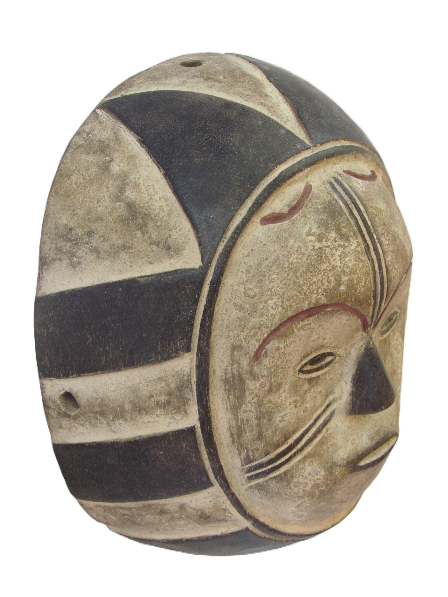 Punu White Face Mask | Hand-Carved Okuyi Wall Decor | Gabon Ancestral Spirit Art