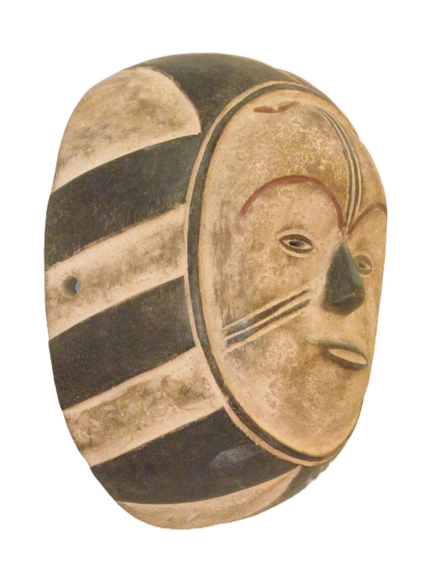 Punu White Face Mask | Hand-Carved Okuyi Wall Decor | Gabon Ancestral Spirit Art