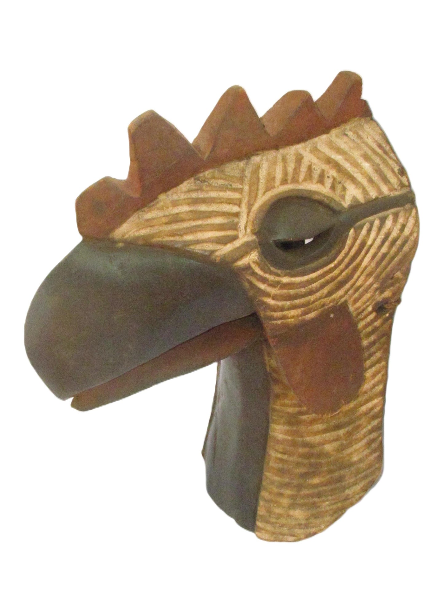 Luba Bird Mask | Authentic Congolese Tribal Art | Hand-Carved Wood Ritual Wall Hanging