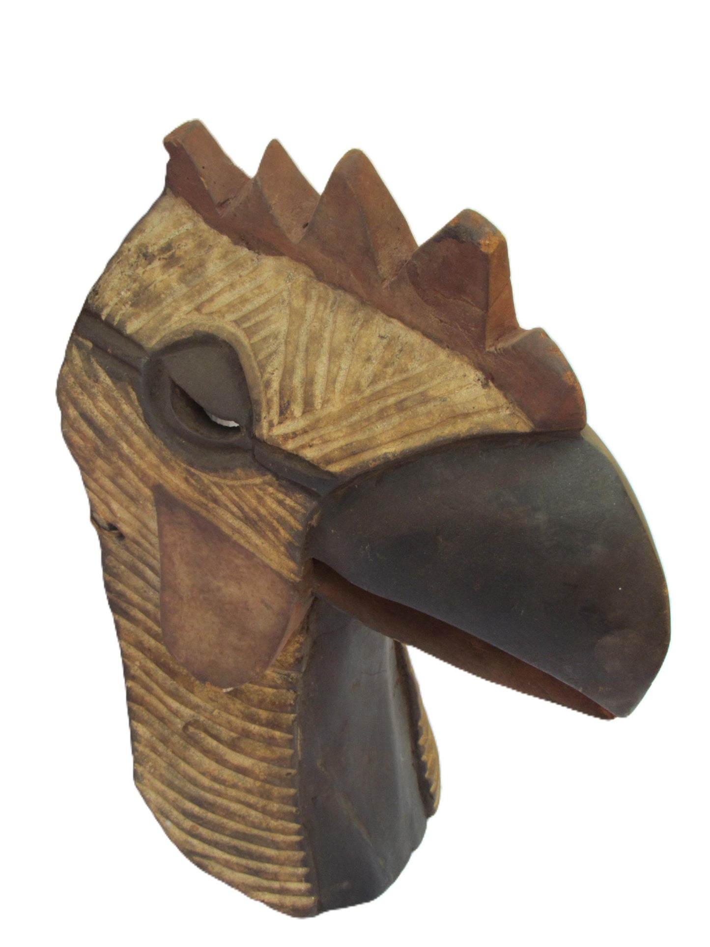 Luba Bird Mask | Authentic Congolese Tribal Art | Hand-Carved Wood Ritual Wall Hanging
