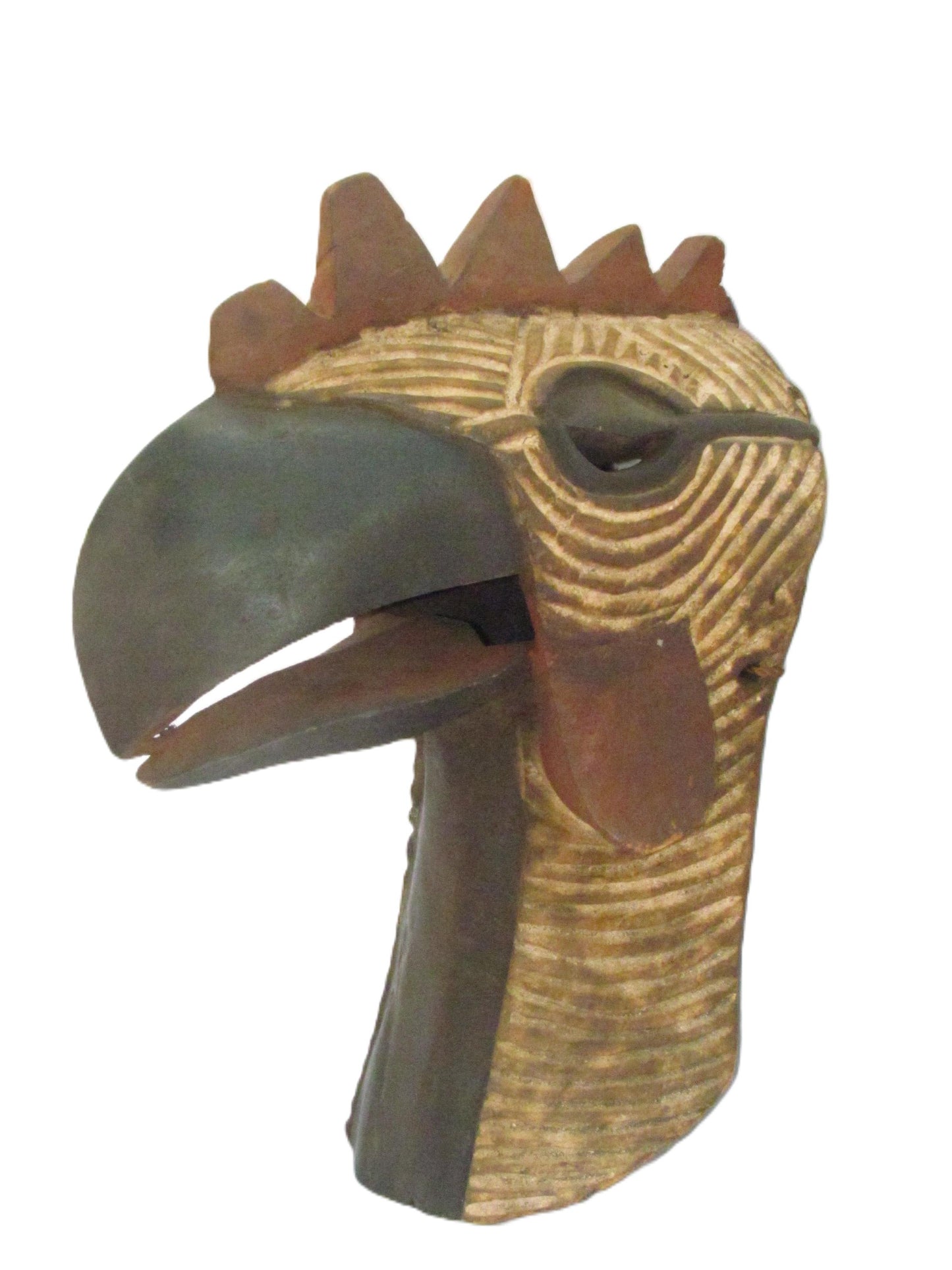 Luba Bird Mask | Authentic Congolese Tribal Art | Hand-Carved Wood Ritual Wall Hanging