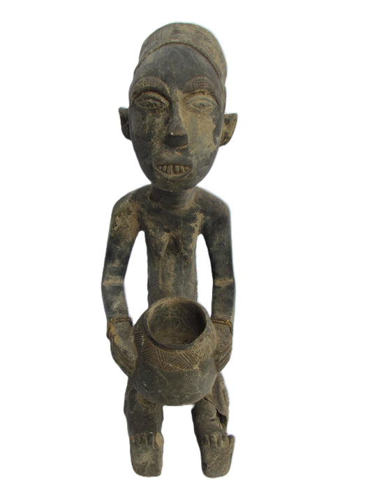 Luba Beggar Woman | Seated Figure with Basket | Congo Mboko Bowl Bearer Spirit Art