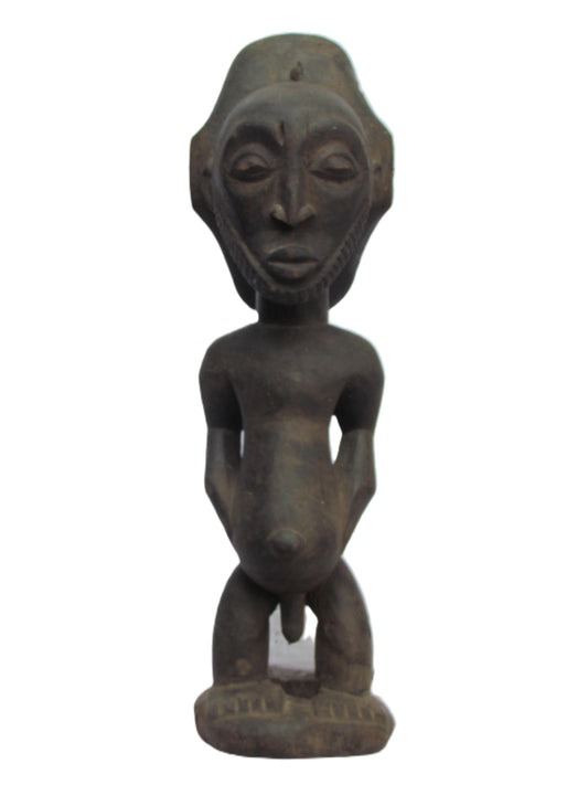Hemba Tribal Statue | Hand-Carved Wood Praying Elder | Congo Ancestral Singiti Art