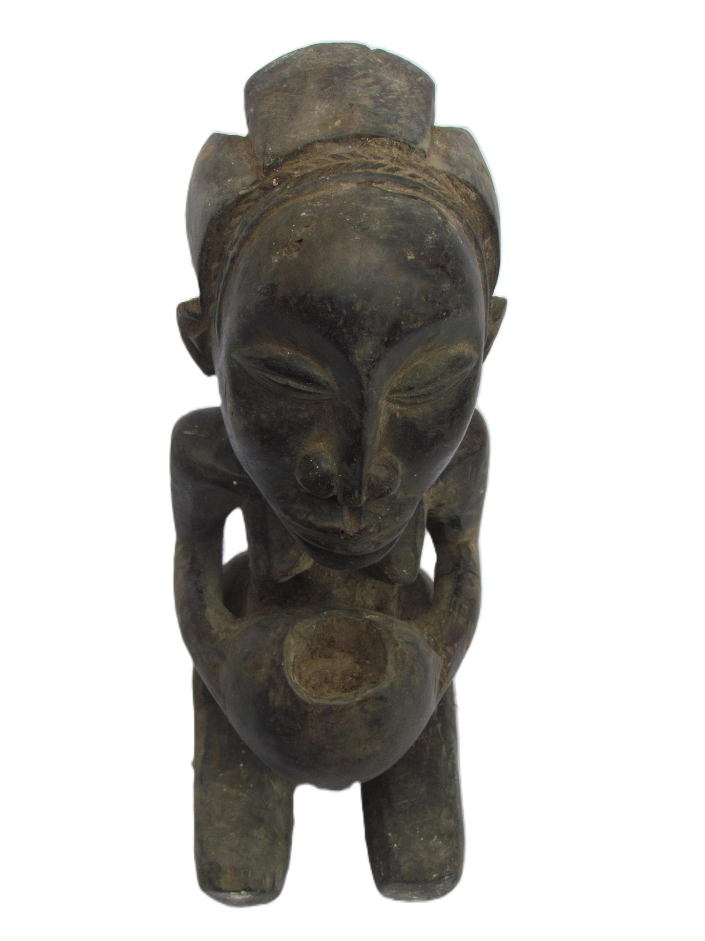 Luba Kneeling Statue | Hand-Carved Wood Female Figure | Congo Ancestral Devotion Art