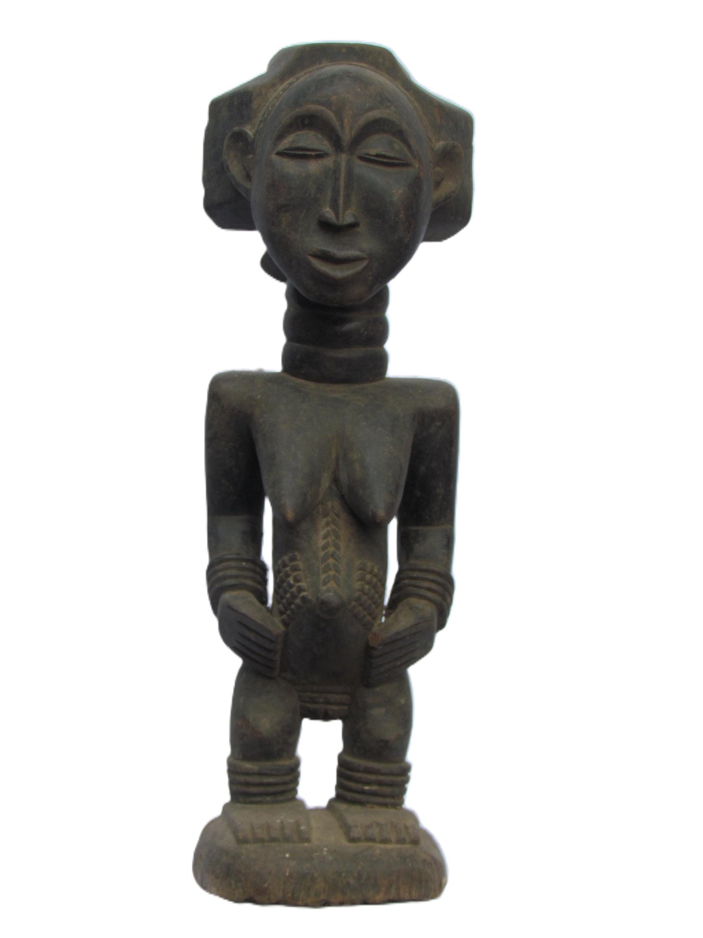 Luba Court Figure | Hand-Carved Wood Female Statue | Congo Ancestral Royalty Art