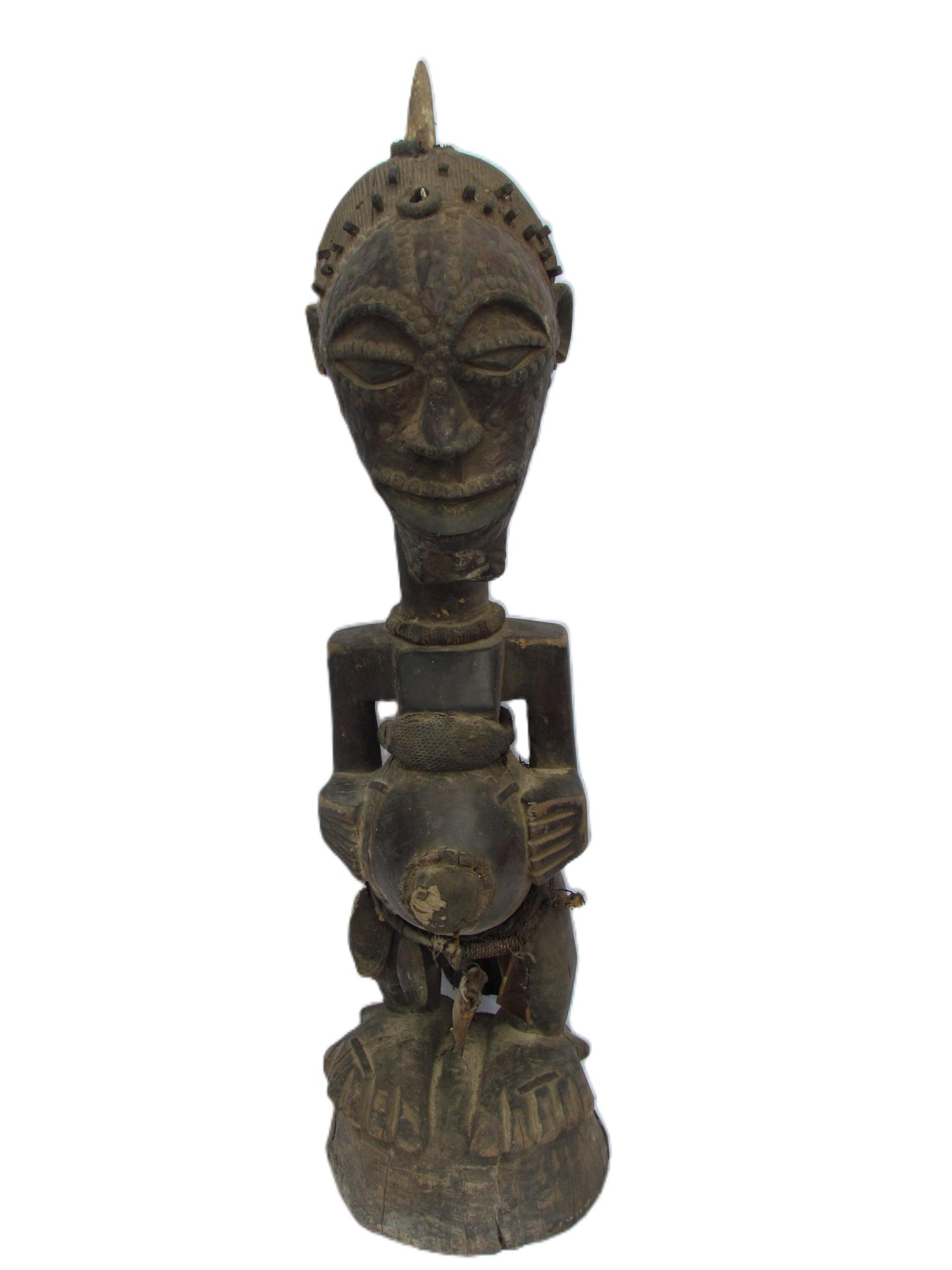 Antique 34" Songye Manjiante Power Figure – Hand-Carved Congo Wood Sculpture