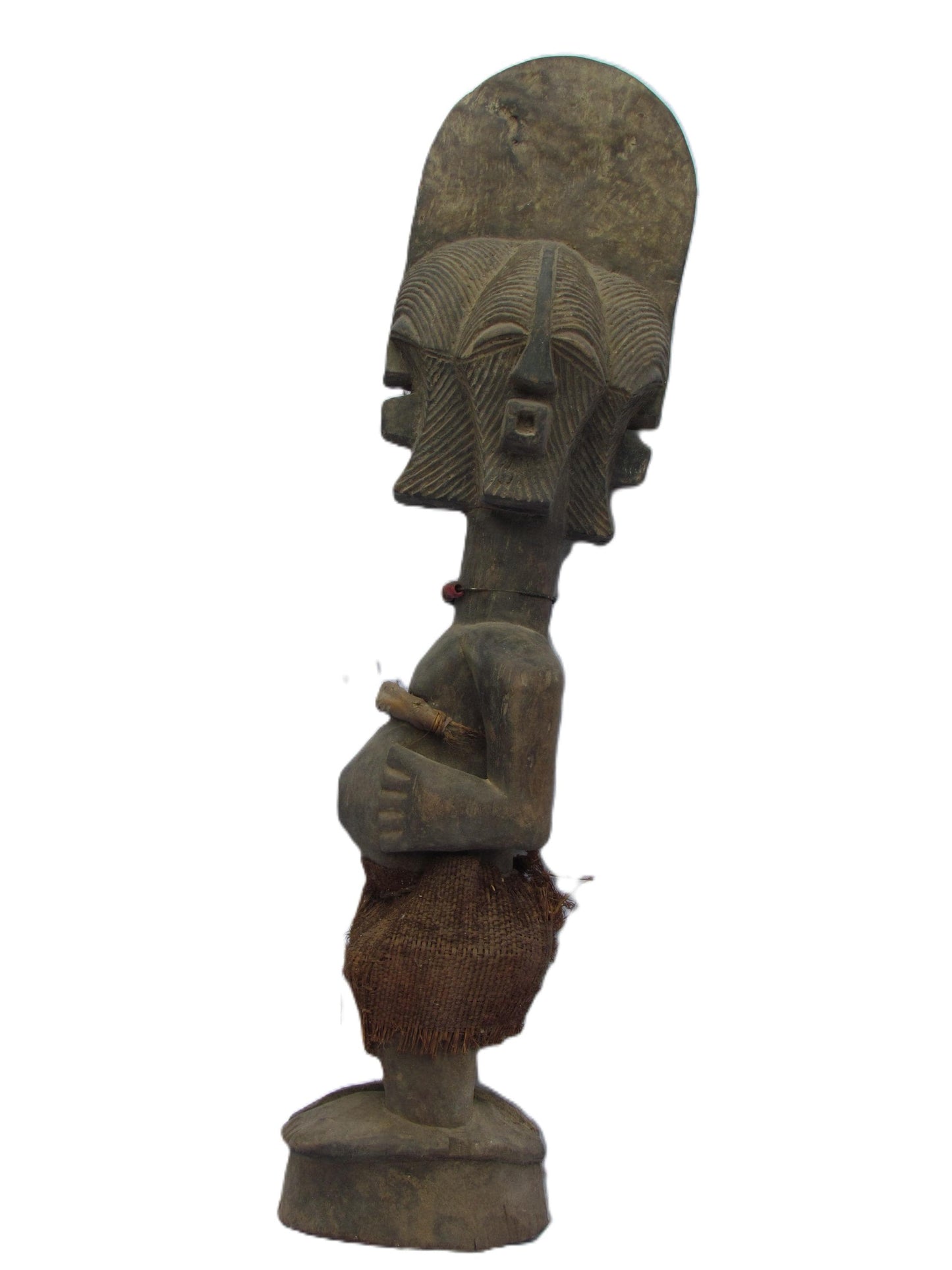 Rare 4-Faced Songye Nkisi – 28" Power Figure – 1930s Congo Ancestral Sculpture