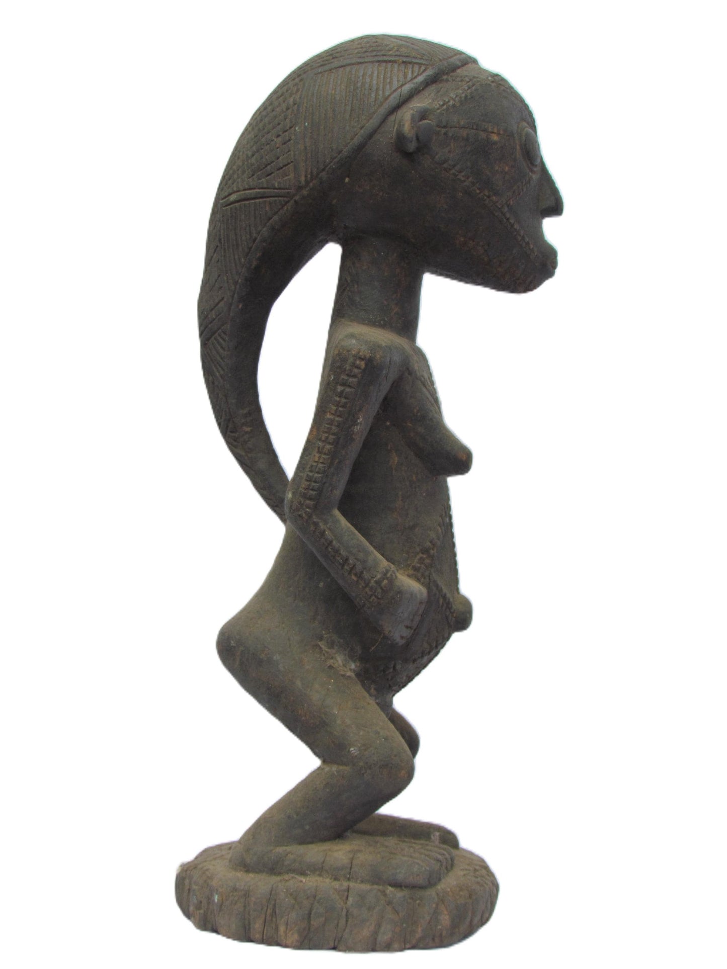 Tabwa Female Figure | Hand-Carved Wood Tribal Statue | Congo Ancestral Scar Art