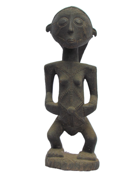 Tabwa Female Figure | Hand-Carved Wood Tribal Statue | Congo Ancestral Scar Art