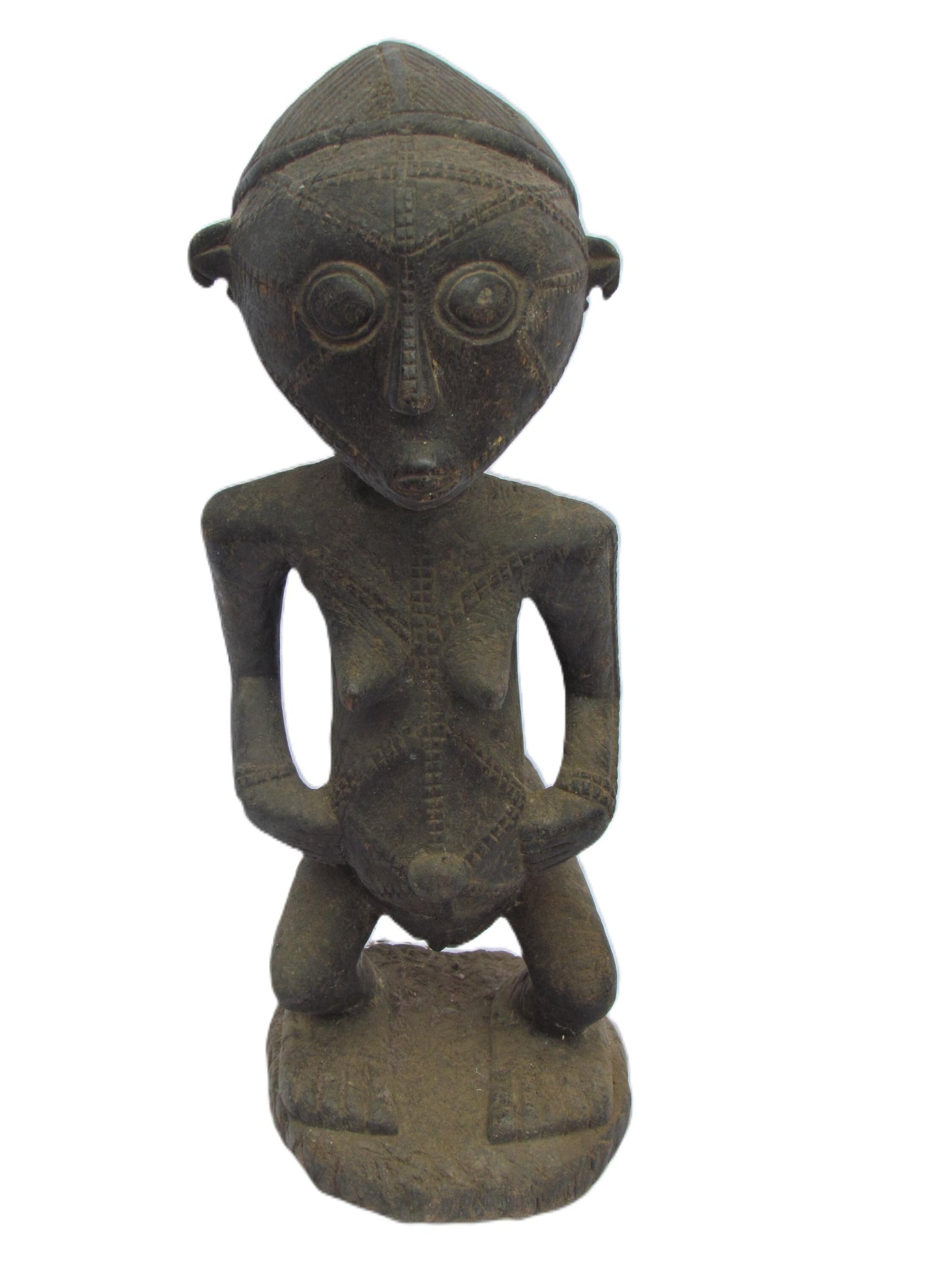 Tabwa Female Figure | Hand-Carved Wood Tribal Statue | Congo Ancestral Scar Art