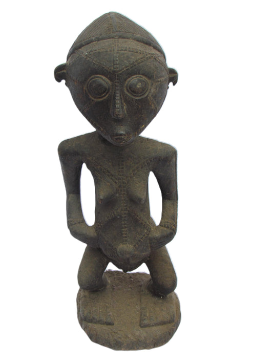 Tabwa Female Figure | Hand-Carved Wood Tribal Statue | Congo Ancestral Scar Art