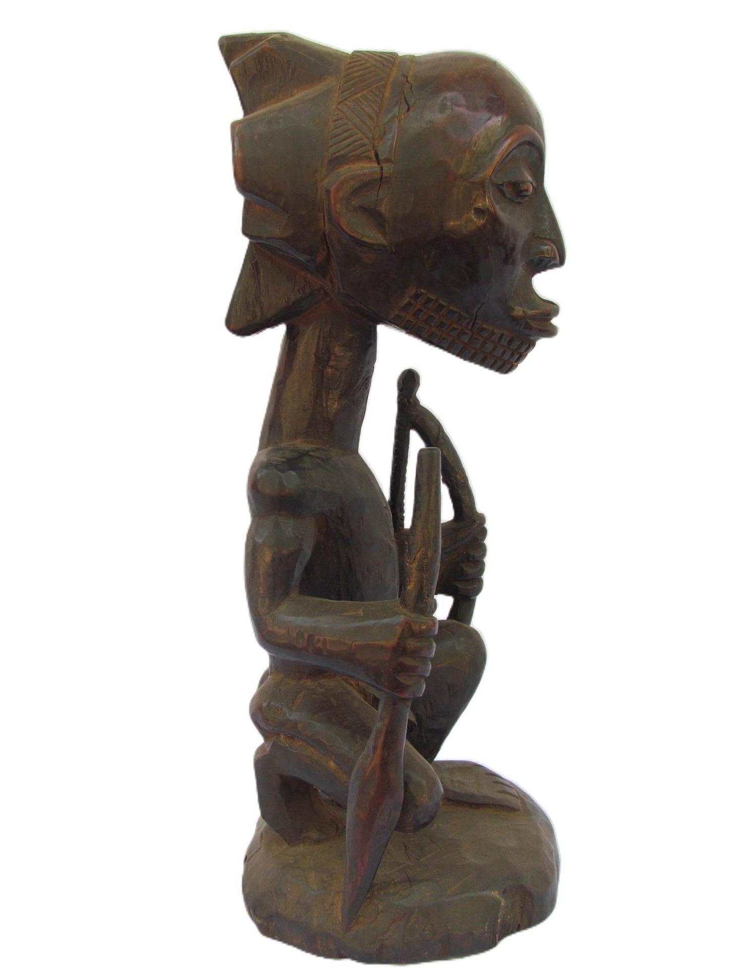 Luba Security Statue | Hand-Carved Wood Guardian Pair | Congo Protective Ritual Art